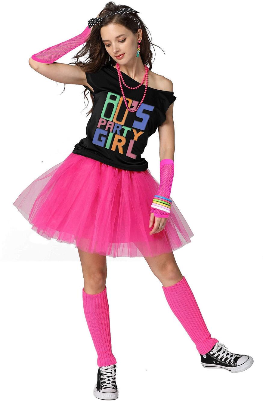 2546 80's Party Retro Costume Accessories Outfit Dress for 1980s Theme